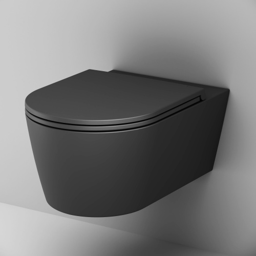 картинка C8F1701MBSC Func подвесной унитаз 54 см FlashClean с сиденьем микролифт, черн мат от магазина Сантехстрой