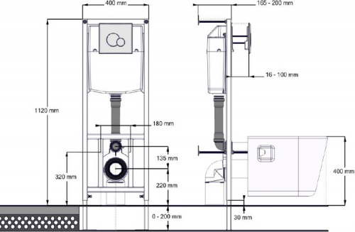 картинка Унитаз + инсталляция Santek Бореаль 1.WH30.2.464, подвесной, с сиденьем, панель белого цвета от магазина Сантехстрой