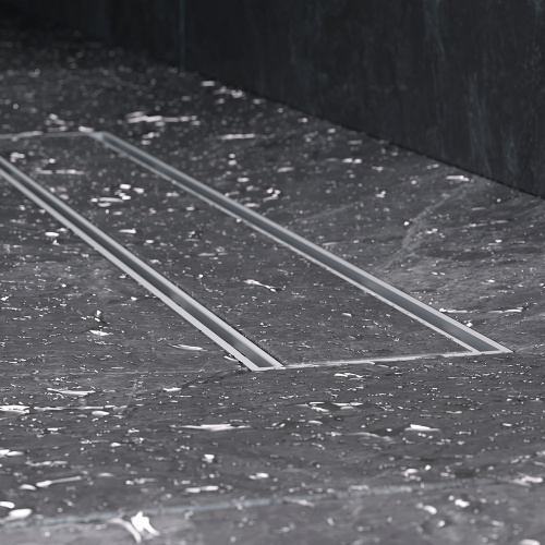 картинка W02SC-U11-050-04SB PrimeFlow Трап для душа линейный универс затвор Tile 50см цвет сталь мат от магазина Сантехстрой