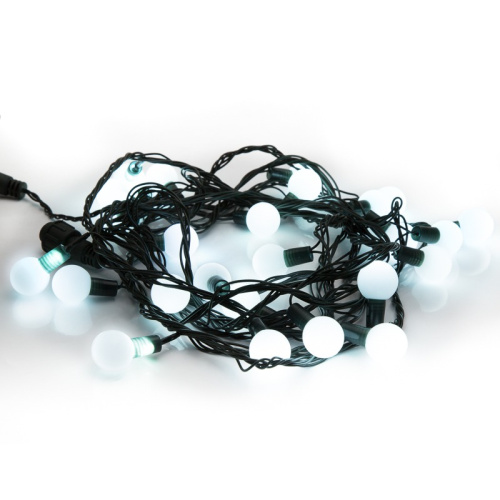 картинка Гирлянда Шарики Ø25 мм,  5м,  темно-зеленый ПВХ,  25 диодов,  цвет Белый,  Без контроллера от магазина Сантехстрой