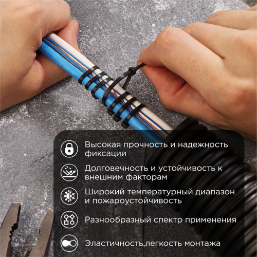 картинка Хомут-стяжка кабельная нейлоновая 100x2,5мм,  черная (100 шт/уп) REXANT от магазина Сантехстрой