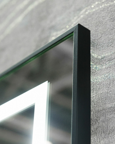 картинка Зеркало BelBagno Kraft 140 SPC-KRAFT-1400-800-LED-TCH-WARM-NERO с подсветкой Черное с сенсорным выключателем и подогревом от магазина Сантехстрой