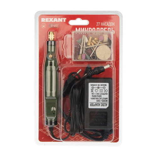 картинка Дрель (гравер) REXANT 5000 - 18000 об/мин,  20 Вт,  26 насадок,  блистер от магазина Сантехстрой