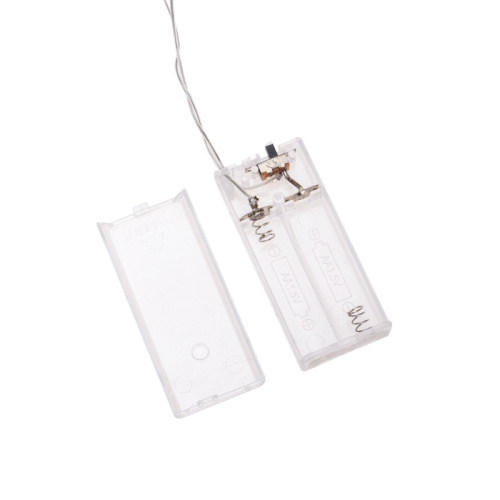 картинка Тайские фонарики Пудра 1,5 м,  прозрачный ПВХ,  10 LED,  теплый белый,  питание 2 х АА (батарейки не в комплекте) от магазина Сантехстрой