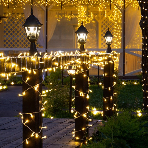 картинка Гирлянда Нить 10м,  постоянное свечение,  прозрачный ПВХ,  230В,  цвет Тёплый белый,  200 LED от магазина Сантехстрой