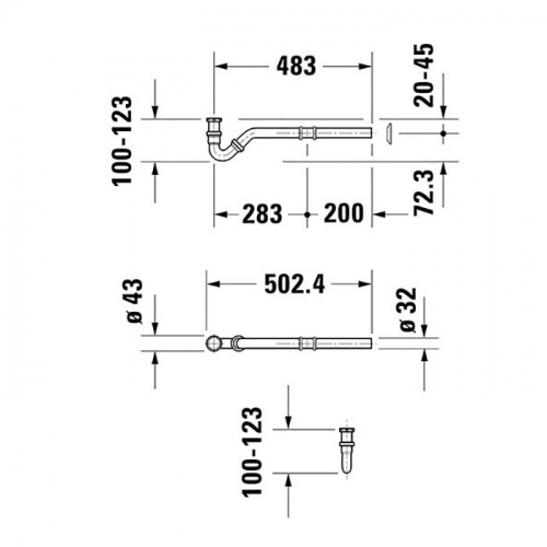 картинка Duravit Сифон для биде 1 1/4" с удлиненной спускной трубой, цвет: хром от магазина Сантехстрой