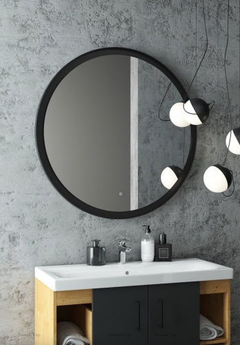 картинка Зеркало ART&MAX NAPOLI AM-Nap-1000-DS-F 100х100 см, с подсветкой, черный матовый от магазина Сантехстрой