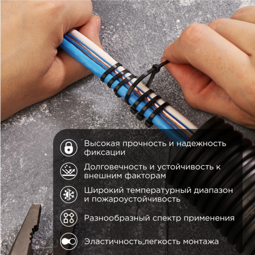 картинка Хомут-стяжка кабельная нейлоновая 100x2,5мм,  черная (100 шт/уп) PROconnect от магазина Сантехстрой