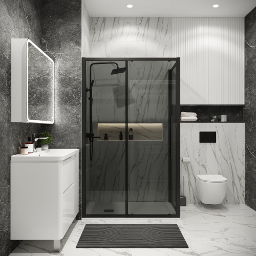 картинка Боковая стенка Grossman Cosmo 200.K33.02.80.21.10 (80х195) черный матовый,стекло тонированное, 1 место от магазина Сантехстрой