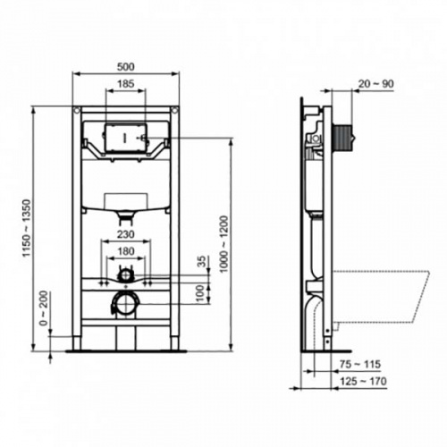 картинка Инсталляция Ideal Standard R0309AA для унитаза с клавишей смыва Хром от магазина Сантехстрой