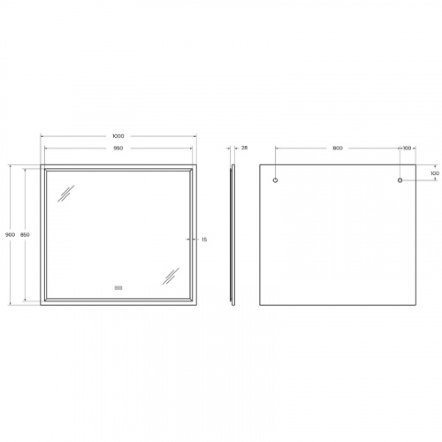 картинка Зеркало Cezares Interni 100 CZR-SPC-INT-1000-900-LED-TCH-WARM-TIT с подсветкой Титан с сенсорным выключателем и подогревом от магазина Сантехстрой