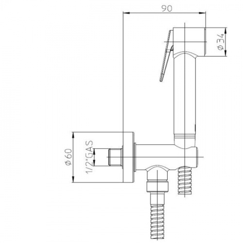 картинка BOSSINI PALOMA Гигиенический душ с держателем с подводом воды, шланг 1250 мм., цвет хром от магазина Сантехстрой