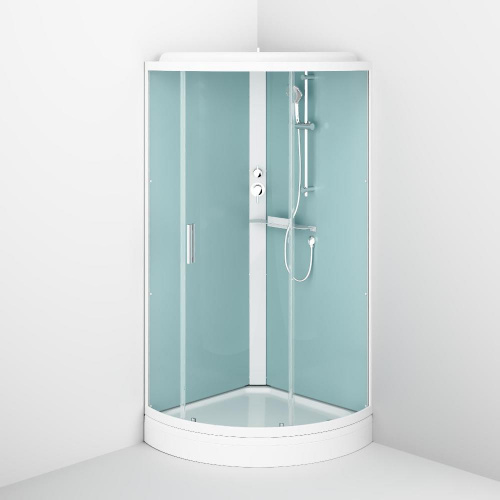 картинка W88C-401-090WT X-Joy кабина душевая  90x90, 1/4 круга,  профиль белый, стекло прозрачное от магазина Сантехстрой