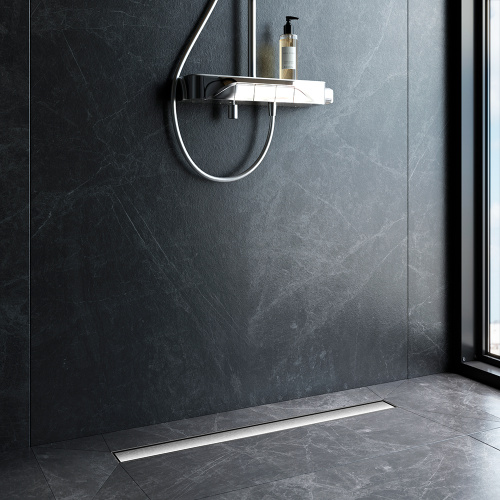 картинка W01SC-U11-080-04SB MasterFlow Трап для душа линейный универс затвор Tile 80см цвет сталь мат от магазина Сантехстрой