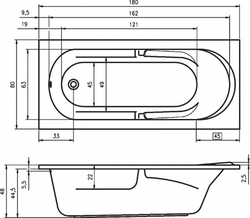 картинка Акриловая ванна Riho Future 180x80 B074001005 (BC3100500000000) без гидромассажа от магазина Сантехстрой