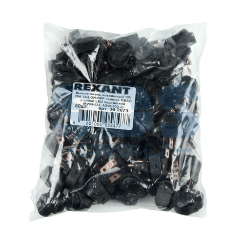 картинка Выключатель клавишный 12V 30А (3с) ON-OFF черный ОВАЛ с зеленой LED подсветкой (RWB-523, ASW-20D) REXANT от магазина Сантехстрой