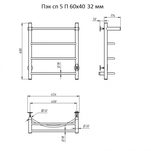 картинка Электрический полотенцесушитель Тругор ПЭК 5 П СП 60x40 с полкой Хром от магазина Сантехстрой