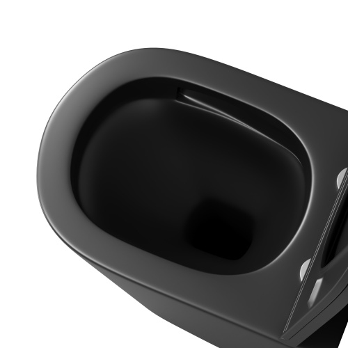 картинка Унитаз подвесной Grossman GR-4478BMSQ (515х355х365) безободковый,черный матовый с тонкой крышкой,микролифт,смыв торнадо,1 место от магазина Сантехстрой