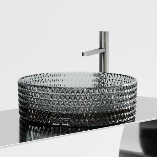 картинка CN6060 Умывальник чаша накладная круглая (цвет чёрный) Cristal 360*360*112мм от магазина Сантехстрой