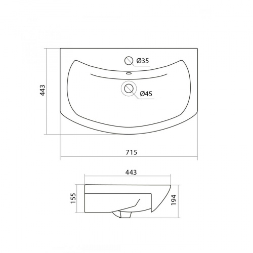 картинка Умывальник Style Line Балтика 70 от магазина Сантехстрой
