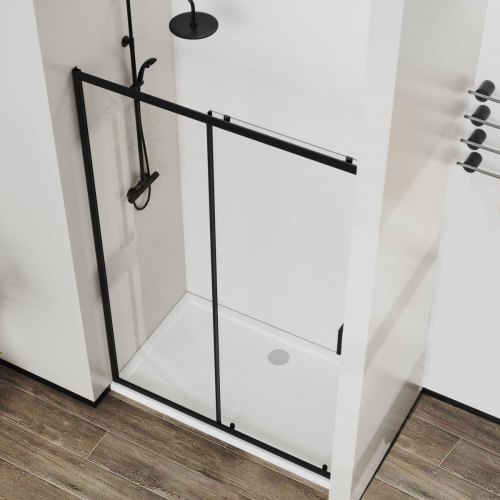 картинка Душевая дверь City VDS-5CT140CLB, 1400, черный, стекло прозрачное от магазина Сантехстрой