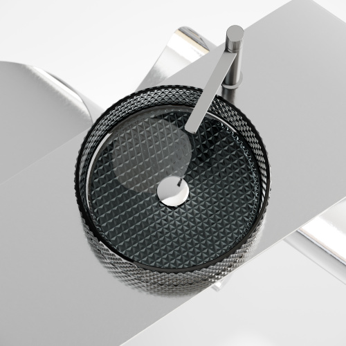 картинка CN6060 Умывальник чаша накладная круглая (цвет чёрный) Cristal 360*360*112мм от магазина Сантехстрой