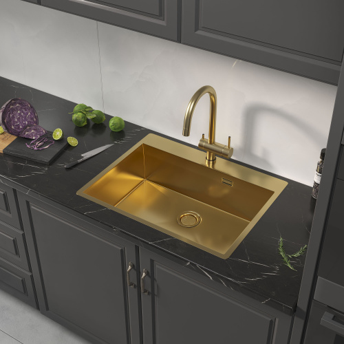 картинка Кухонная мойка Reflexion Iseo RX2265GD брашированное золото от магазина Сантехстрой