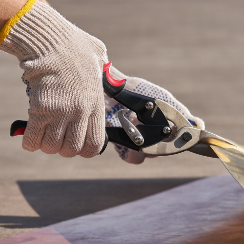 картинка Ножницы по металлу прямые 260мм никелированные,  двухкомпонентные рукоятки REXANT от магазина Сантехстрой