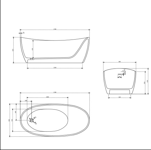 картинка Ванна Solid Surface Vincea VBT-6S03MW, белый матовый от магазина Сантехстрой