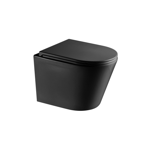 картинка Унитаз подвесной Grossman GR-4478BMSQ (515х355х365) безободковый,черный матовый с тонкой крышкой,микролифт,смыв торнадо,1 место от магазина Сантехстрой