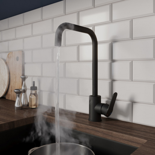 картинка Смеситель Milardo для кухни черный матовый Poli (POLBLL0M05) от магазина Сантехстрой