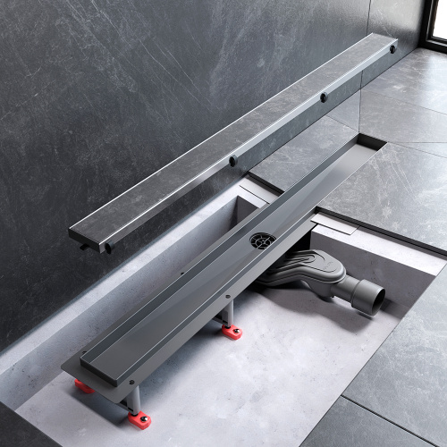 картинка W01SC-U11-080-04SB MasterFlow Трап для душа линейный универс затвор Tile 80см цвет сталь мат от магазина Сантехстрой