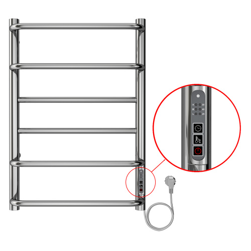 картинка Полотенцесушитель электрический AZARIO MILAN 400/600 6 секций, диммер справа, хром (AZ90846) от магазина Сантехстрой