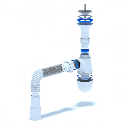 картинка Сифон для раковины Ани Пласт 1 1/4"*40 с литым выпуском, с гибкой трубой 40*40/50 (C2015) от магазина Сантехстрой