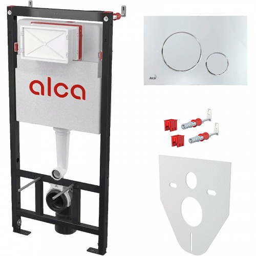 картинка Инсталляция Alcadrain AM101/1120-4:1 RU M671-0001 для унитаза с клавишей смыва Хром глянцевый от магазина Сантехстрой