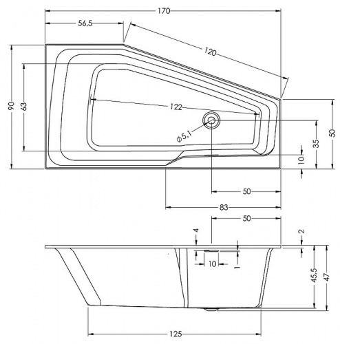 картинка Акриловая ванна Riho Rething Space 170х90 L B114001005 (BR1600500000000) без гидромассажа от магазина Сантехстрой