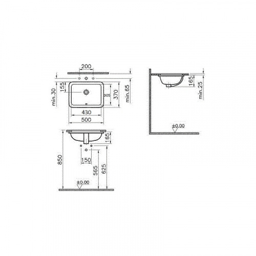 картинка Раковина Vitra S20 50 5474B003-0618 Белая от магазина Сантехстрой
