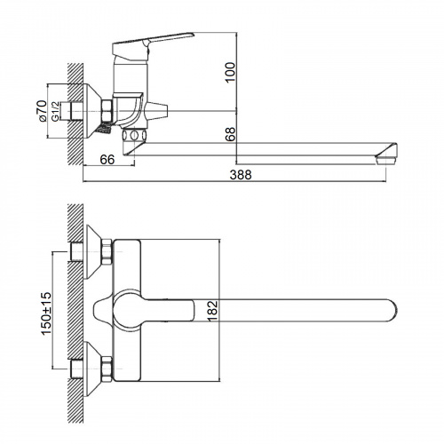 картинка Смеситель для ванны/душа Orange Prim M42-211cr с душевым набором от магазина Сантехстрой