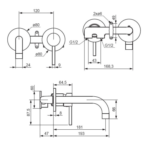 картинка 360260300 Scandinavian Pure, встраиваемый смеситель для раковины, чёрный от магазина Сантехстрой
