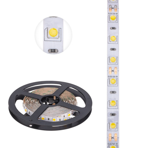 картинка Лента светодиодная 12В,  SMD5050, 14,4Вт/м,  60 LED/м,  2700К,  10мм,  3м,  для БП с клеммами,  IP20 LAMPER от магазина Сантехстрой