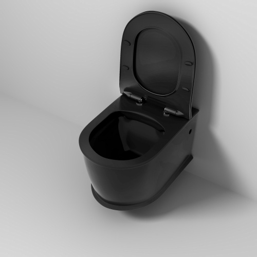 картинка Унитаз GR-4482BMS Retro (545*370*360) ЧЕРНЫЙ МАТОВЫЙ подвесной БЕЗОБОДКОВЫЙ с тонкой крышкой от магазина Сантехстрой