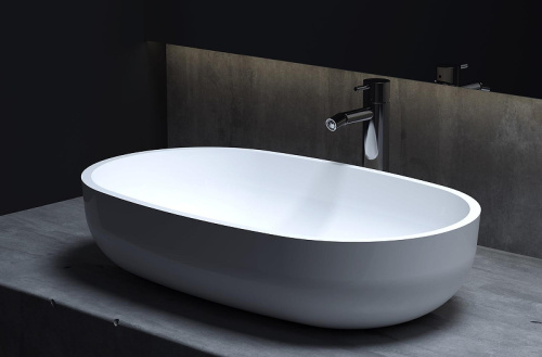 картинка Salini GLORIA 305 Раковина накладная 640х385х145мм, без отв. под смес, без перелива, мат-л: S-Stone, матовый, белый. от магазина Сантехстрой