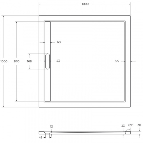 картинка Душевой поддон из литого мрамора 100x100 см Cezares TRAY-AS-A-100-30-NERO от магазина Сантехстрой