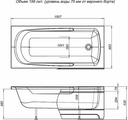 картинка Акриловая ванна Aquanet Extra 150x70 209630 без гидромассажа от магазина Сантехстрой