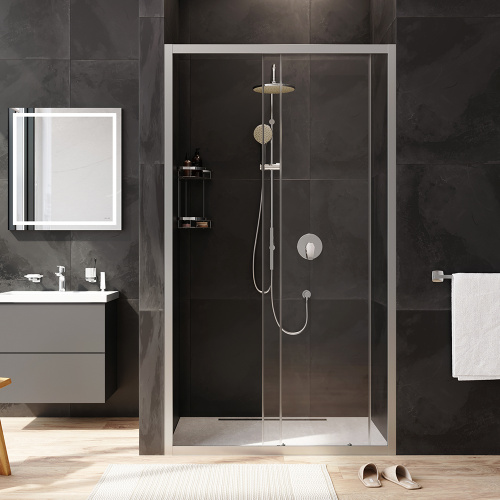 картинка W90G-110-1-195MT Gem Solo Дверь душевая 110х195, стекло прозрачное, профиль матовый хром от магазина Сантехстрой