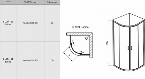 картинка Душевой уголок Ravak Blix BLCP4-80 Sabina 80х80 3B240140Z1 профиль Белый стекло Transparent от магазина Сантехстрой