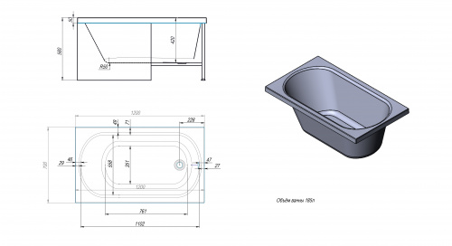 картинка Акриловая ванна TIMO ROHA 1200*700*580 (ROHA1270) от магазина Сантехстрой