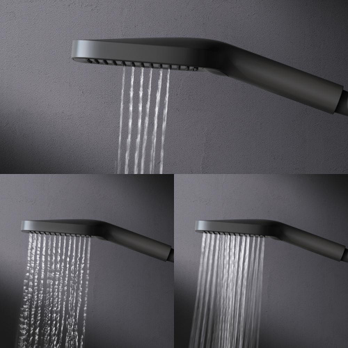 картинка F078F222 Func, душ. система: см-ль-полка д/душа с ТМС: душ.штанга, верхн. душ квадр., ручн.душ, черн от магазина Сантехстрой