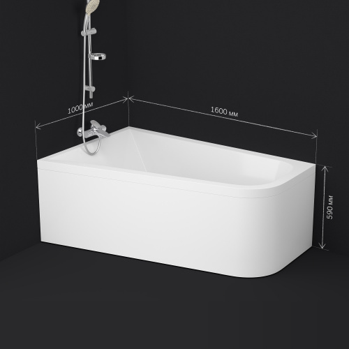 картинка W72A-160L100W-A2 Ванна акриловая spirit  ассиметричная 160x100, без слива/перелива, левосторонняя от магазина Сантехстрой