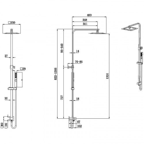 картинка Душевая система Allen Brau Infinity 5.21031-31 Черная матовая от магазина Сантехстрой